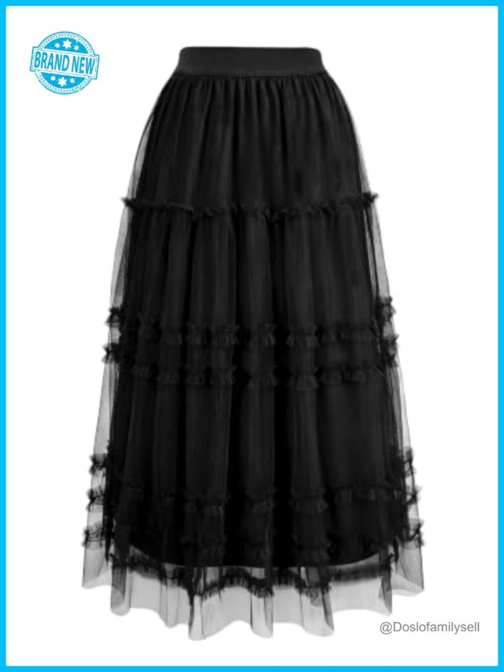 Midi Tulle Skirt Layered Long Flowy A-Line Tutu Evening Party